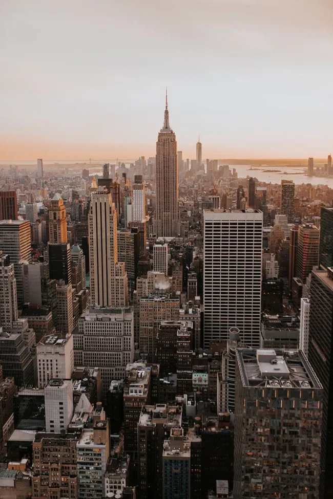 New York skyline and the Empire State Building at sunset