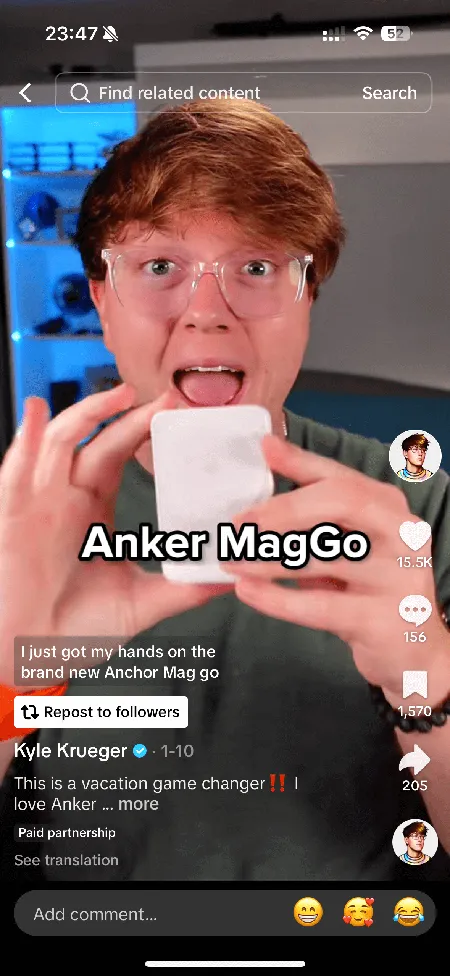 Anker TikTok creator content